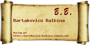 Bartakovics Balbina névjegykártya